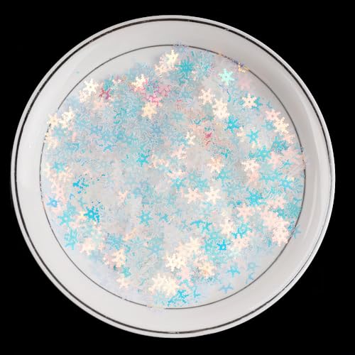 LannuMet 2000 Pack Iridescent Snowflake Confetti 9mm for Winter Decorations & Crafts