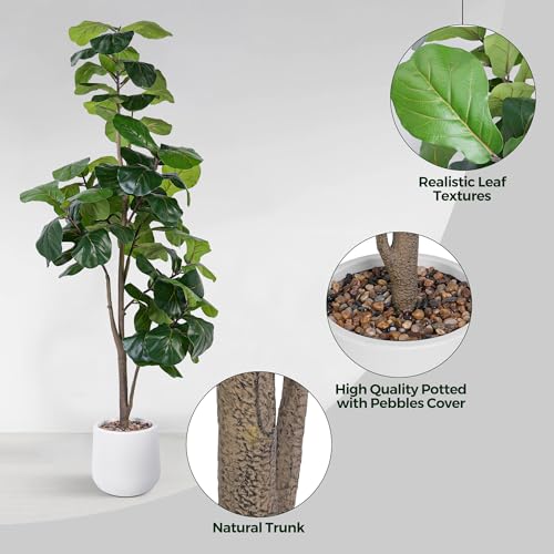 6ft Artificial Fiddle Leaf Tree Faux Plant - Lifelike Ficus Lyrata