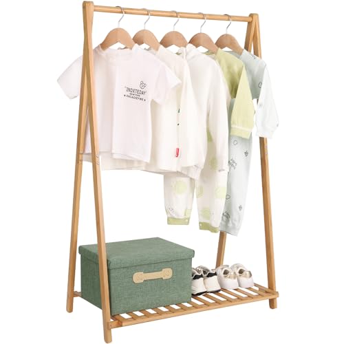 Jotsport 1 Tier Kids Clothing Rack - Foldable Child Garment Organizer for 3-6 Years