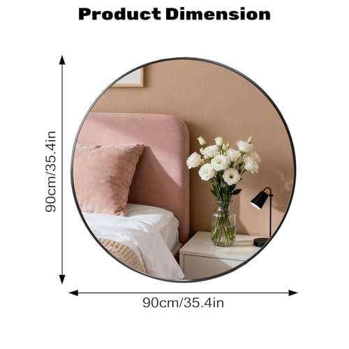 36 Inch Black Round Bathroom Mirror with Metal Frame - Wall Mounted Vanity Mirror Variation of THIS listing