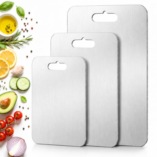 BTHW Titanium Cutting Board Set of 3 - XL 16" x 11" Double-Sided Non-Toxic Kitchen Chopping Boards