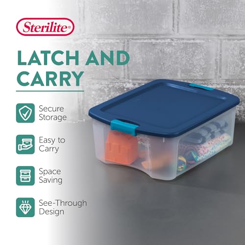 12 Gallon Plastic Storage Bins with Lids - 6-Pack, Secure Latch & Carry Handles