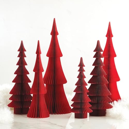 Santa Barbara Design Studio Siberian Deep Red Honeycomb Paper Christmas Tree, 14-Inch Foldable