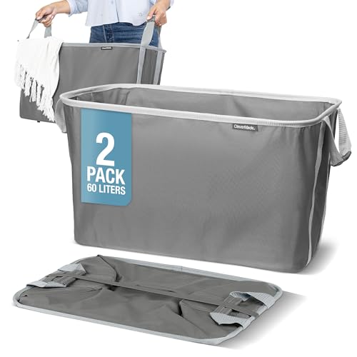 Collapsible Laundry Basket 60L 2 Pack - Charcoal Gray, Pop-Up Design