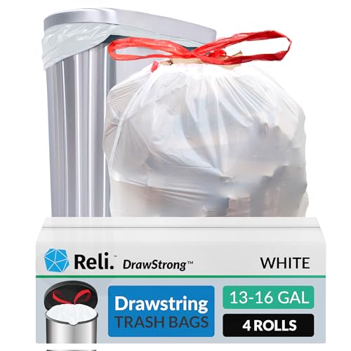 Reli Tall Kitchen Drawstring Trash Bags 13 Gallon - 500 Count Bulk, White - Pack of 1