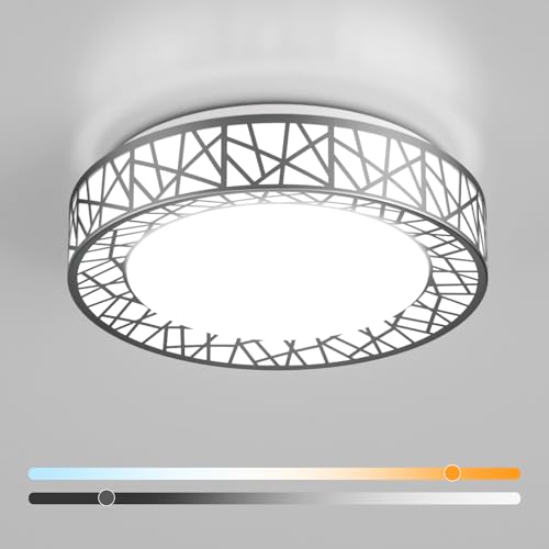 Lightania 12 Inch Brushed Nickel Bird's Nest Flush Mount Ceiling Light, 20W, 5 CCT