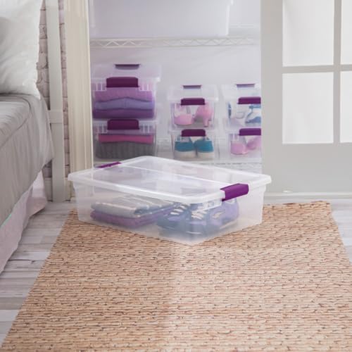 32 Quart ClearView Plastic Storage Box - Pack of 6, Latch Lid Organizers