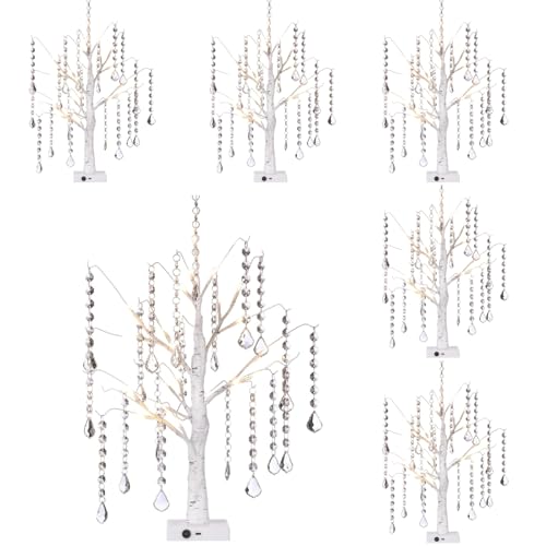 VIHOSE 6Pcs White Birch Tree LED Lights with 72 Acrylic Garland Strands