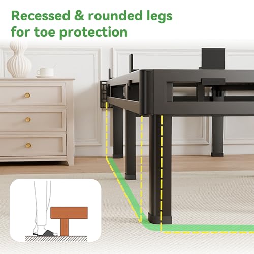 Twin Bed Frame 14 Inch Metal Platform Bed with Box Spring 2-in-1 Design - Variation of THIS listing