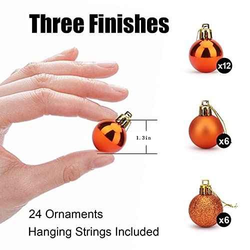 ZYBenda 24Pcs Shatterproof Shiny and Polshed Glossy Christmas Tree Ball Ornaments Decorations - Christmas Hanging Balls for Holiday Wedding Party Decoration (1.2"-30MM, Orange)