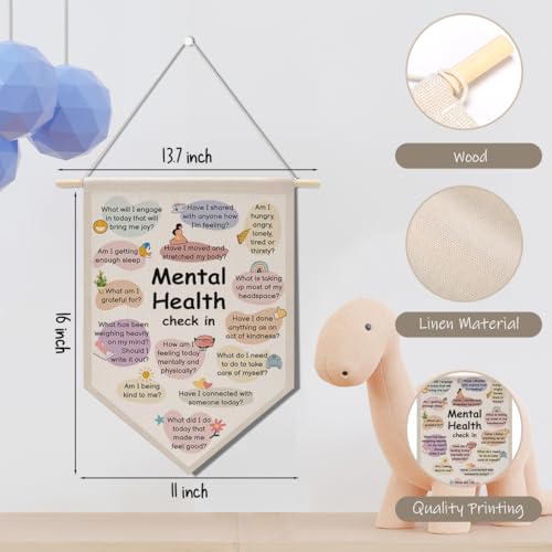 Motivational Wall Decor Classroom Decorations Mental Health Awareness Canvas Hanging Pennant Flag Banner Wall Sign Decor for Bedroom Classroom Playroom Game Room Front Door