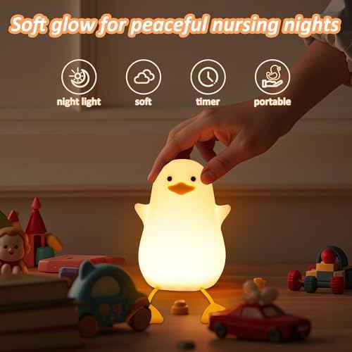 Duck Night Light for Kids, Cute Benson Ducks Gifts, Squishy Touch Silicone Animal Nursery Bedside Lamp Goose Gifts, Dimmer & Rechargeable, Birthday Gifts for Boys Girls Women Teens