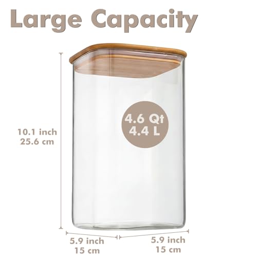 Xoniwis 2-Pack 4.6Qt Glass Food Storage Containers with Lids – Wide Mouth, BPA-Free Kitchen Organizer