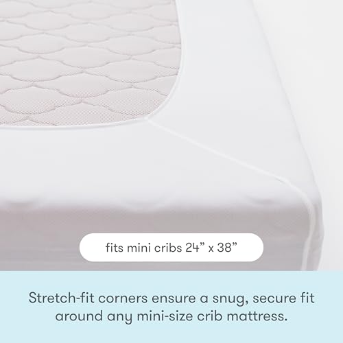 Waterproof Mini Crib Mattress Pad - Breathable, Machine Washable, 38 x 24 Inches