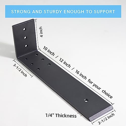 L Shape 10 Inch Heavy Duty Countertop Support Bracket Set - Hidden Metal Shelving Support