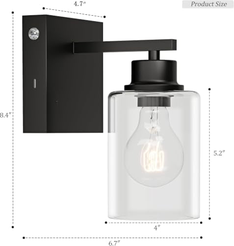 Black Wireless Battery Operated Wall Sconce Set of Two with Remote Control