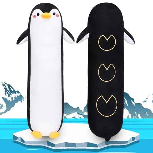 Long Penguin Plush Pillow, 33.5¡± Black Penguin Stuffed Animal, Cute Cartoon Sleeping Plushy, Soft Cuddly Hugging Plush Toys Kawaii Body Pillow, Sweet Gift at Birthday