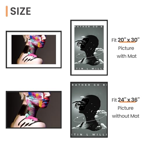 Upsimples 24x36 Poster Frame Wall Decor - Black, 1 Pack, Horizontal & Vertical Mount