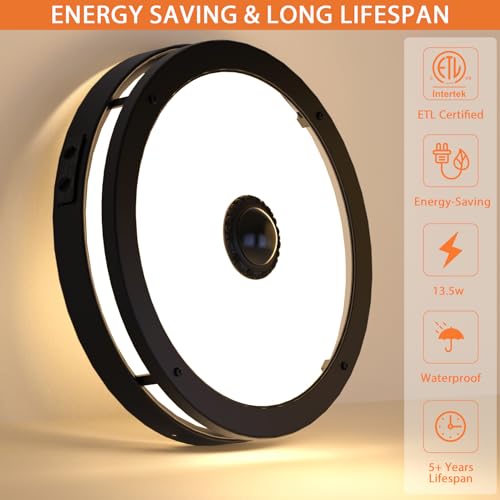 Outdoor Motion Sensor LED Ceiling Light 12-inch Dusk to Dawn 3000K 1 Pack