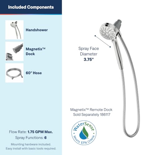 Moen Engage Magnetix Chrome Handheld Showerhead with 6 Spray Settings & Eco-Performance