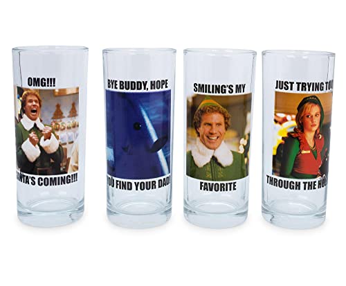 Elf 10oz Tumbler Glass Set (4) – Officially Licensed Holiday Beverage Cups