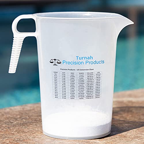 128oz Liquid Measuring Pitcher - Food Grade, Durable, Accurate with Conversion Chart - Suitable for Pool, Lawn, Chemicals, Automotive - Made in USA