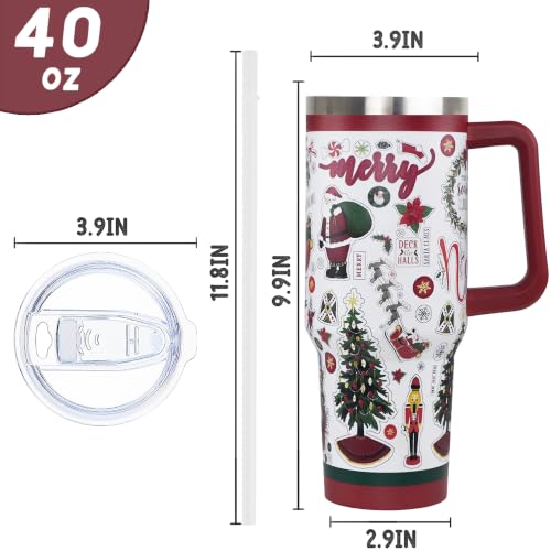 Rcvlauf Christmas Tumbler 40oz Nutcracker Santa Reindeer Holiday Gift - Santa Variation