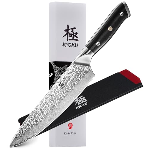 KYOKU 8-Inch Japanese Damascus Chef Knife - VG10 Steel, Sheath & Case