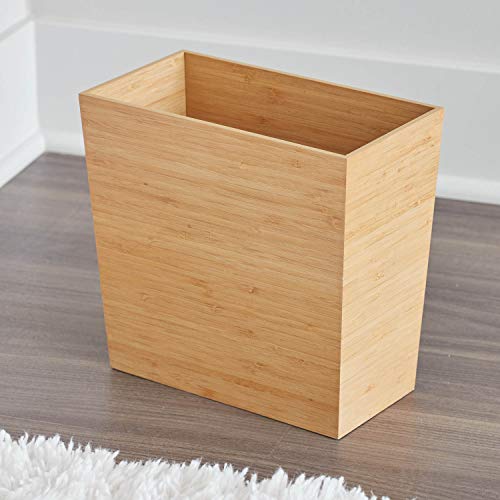 iDesign Rectangular Bamboo Waste Basket - Pack of 1, 10.5 x 5.75 x 10 Inches, Natural Finish