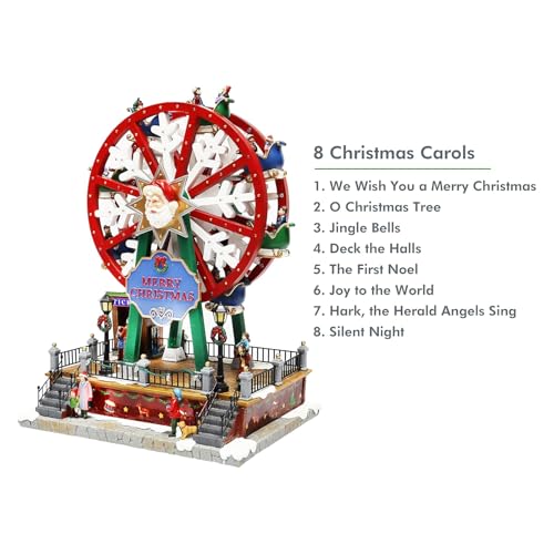 Moments in Time Christmas Village Ferris Wheel - Animated LED Musical Decor