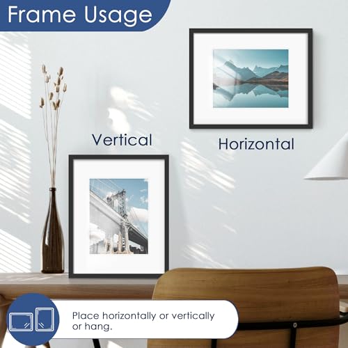 16x20 Black Picture Frame Set of 6 Wall Mount Display - Sturdy Wood