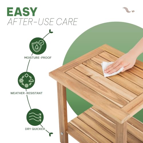 Acacia Wood Adirondack Side Table, 2-Tier Outdoor End Table - White
