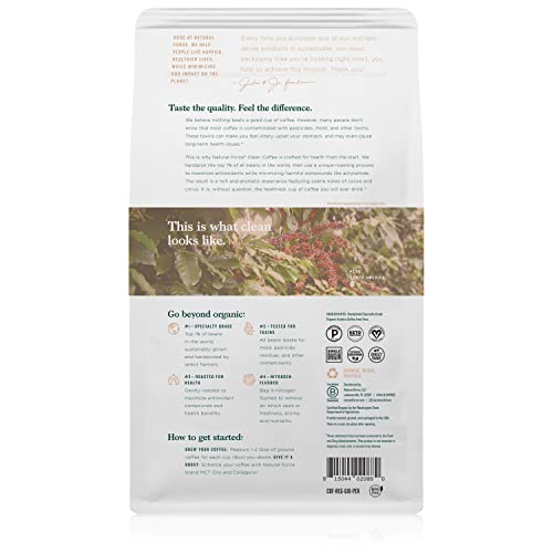 Natural Force Organic Mold-Free Medium Roast Ground Coffee 10 oz - Toxin-Free, Low Acid, High Antioxidant