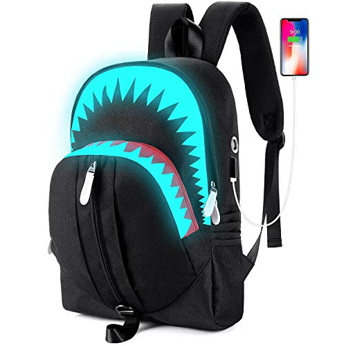 MCWTH Shark Backpack for Teen Boys - Glow School Bookbag, Waterproof & Comfortable