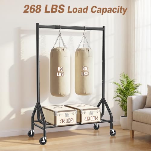 Heavy Duty Clothing Rack 268 LBS Load Capacity, 31.5 Inch Hanging Rod, Black - Compact & Stable