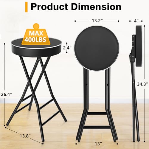 TAVR 26.4-Inch Black Collapsible Folding Stool with Safety Lock & Cushioned Seat