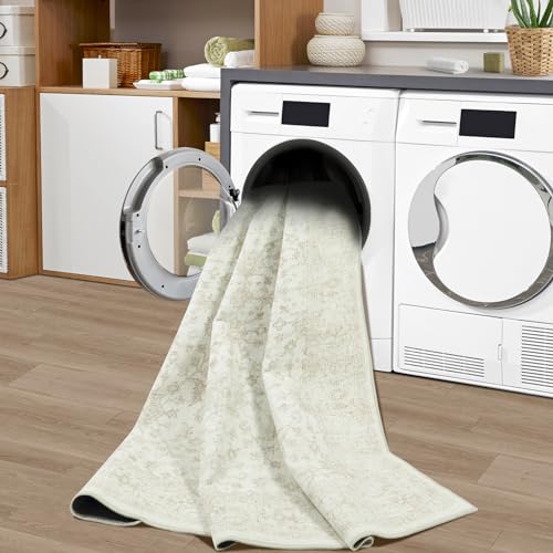 Tosuoka 9x12 Light Beige Vintage Washable Area Rug - Living Room Carpet