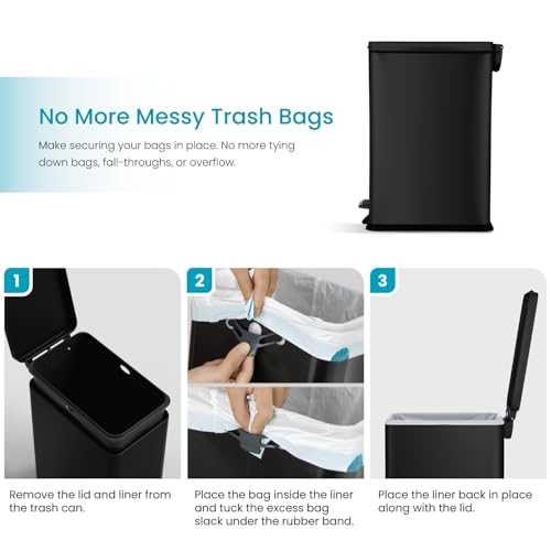 Home Zone Living Black 8 Gallon Slim Kitchen Trash Can with Soft-Close Lid