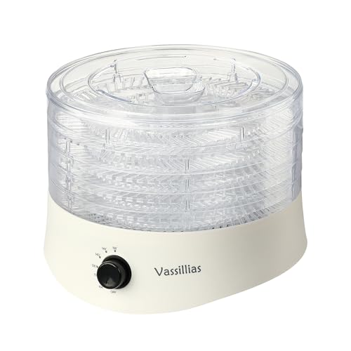 Vassillias White Small Food Dehydrator Dryer for Jerky, Fruits & Herbs