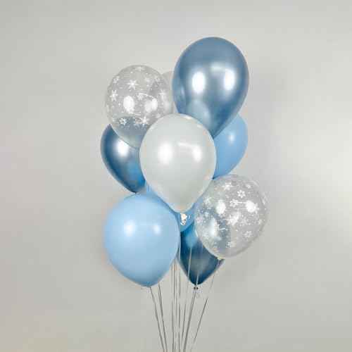 Snowflake Balloons 12 Inch Winter Wonderland Balloon Transparent Snowflake Latex Party Balloons Clear for Merry Christmas Xmas Snow Winter Baby Shower Princess Holiday Birthday Party Decoration