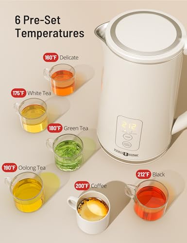 Paris Rhône Ivory Electric Kettle with Temperature Control, 1.7L, Digital Display