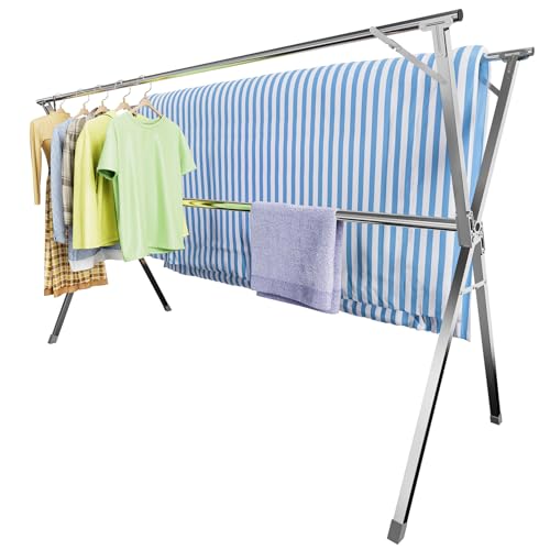 95-Inch Collapsible Clothes Drying Rack for Indoor & Outdoor Use - Silver Variation