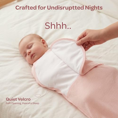 Momcozy Baby Swaddle Blanket for Newborns 0-3 Months Petal Mist – Breathable Cotton Sleep Sack
