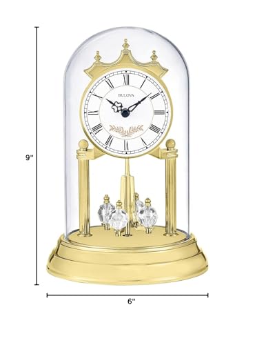 Bulova B8821 Heather Anniversary Clock | 9" Glass Dome Design