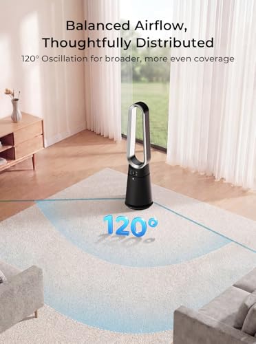 ULTTY Black Bladeless Tower Fan with Remote, 20 Speeds, 3 Modes, 8H Timer, 38" Quiet Oscillating Floor Fan