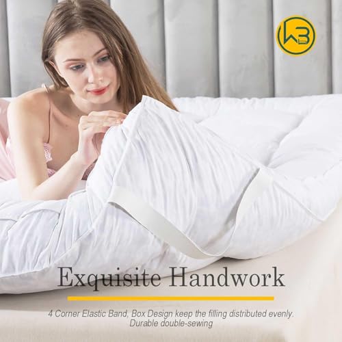 WhatsBedding White Full 3-Inch Duck Feather Memory Foam Mattress Topper