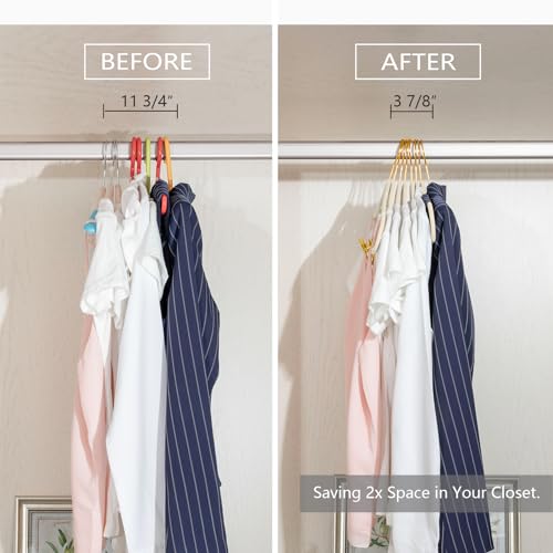 Ivory/Gold Velvet Pants Hangers Pack of 20 - Adjustable Clips, Non-Slip Slim Skirt Hangers
