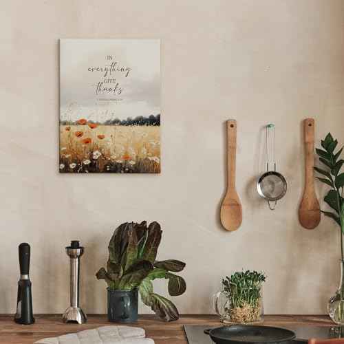 DIENADFX Fall Christian Canvas Wall Art Decor, Rustic Country Autumn Wildfloral Wall Art, Farmhouse in Everything Give Thanks Harvest Pictures Artwork Paintings Wall Decor Decorations for Home,11x14In