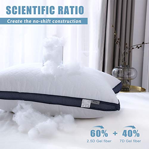 Meoflaw Queen Size Bed Pillow Set of 4 - Luxury Microfiber Hotel Pillows, Medium Firm Support for Side & Back Sleepers