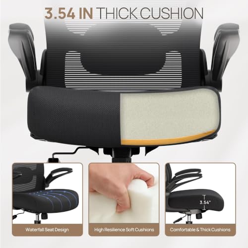 Ergonomic Office Chair with Adjustable Lumbar & 135° Recline - Modern Black